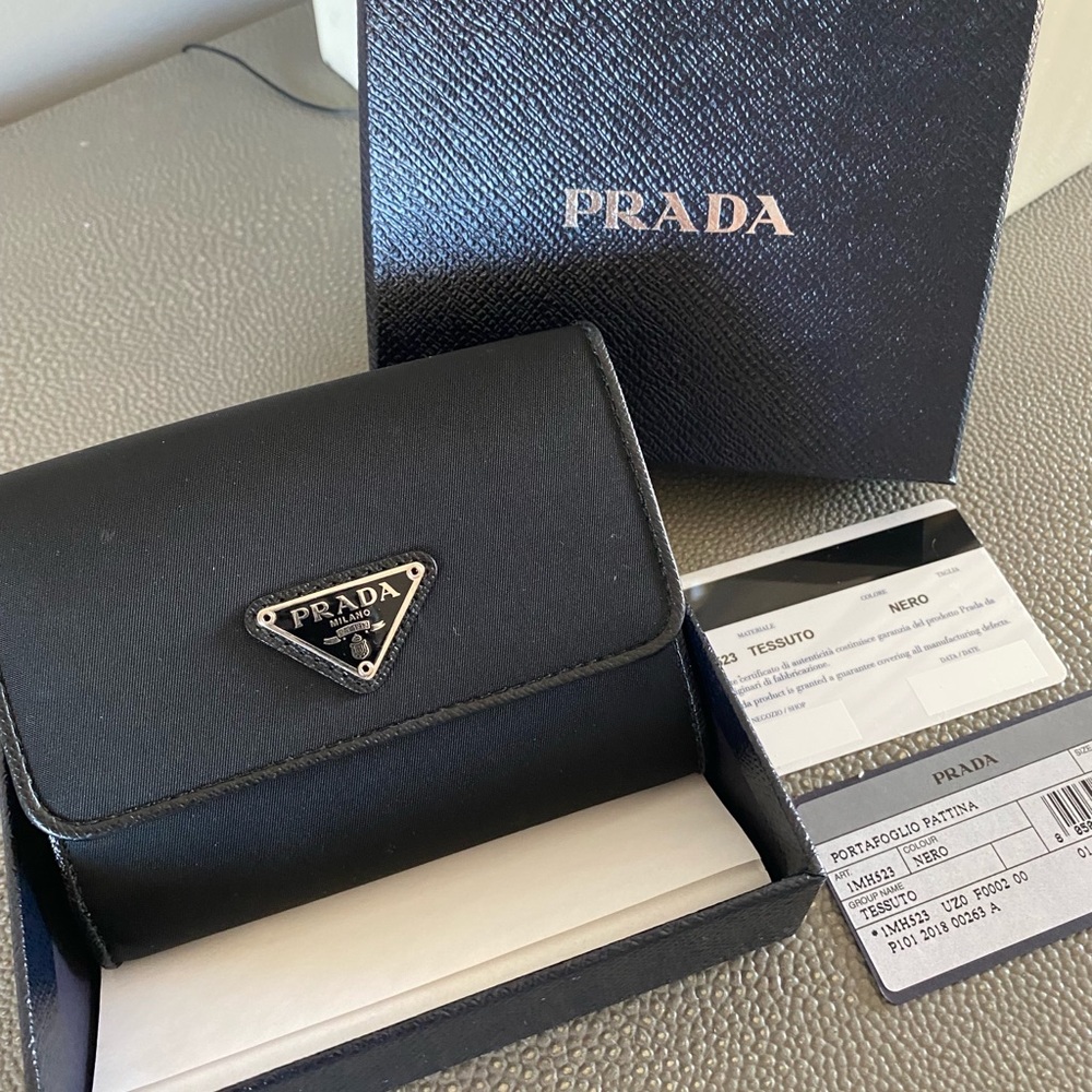 Prada Black Nylon Compact Wallet
